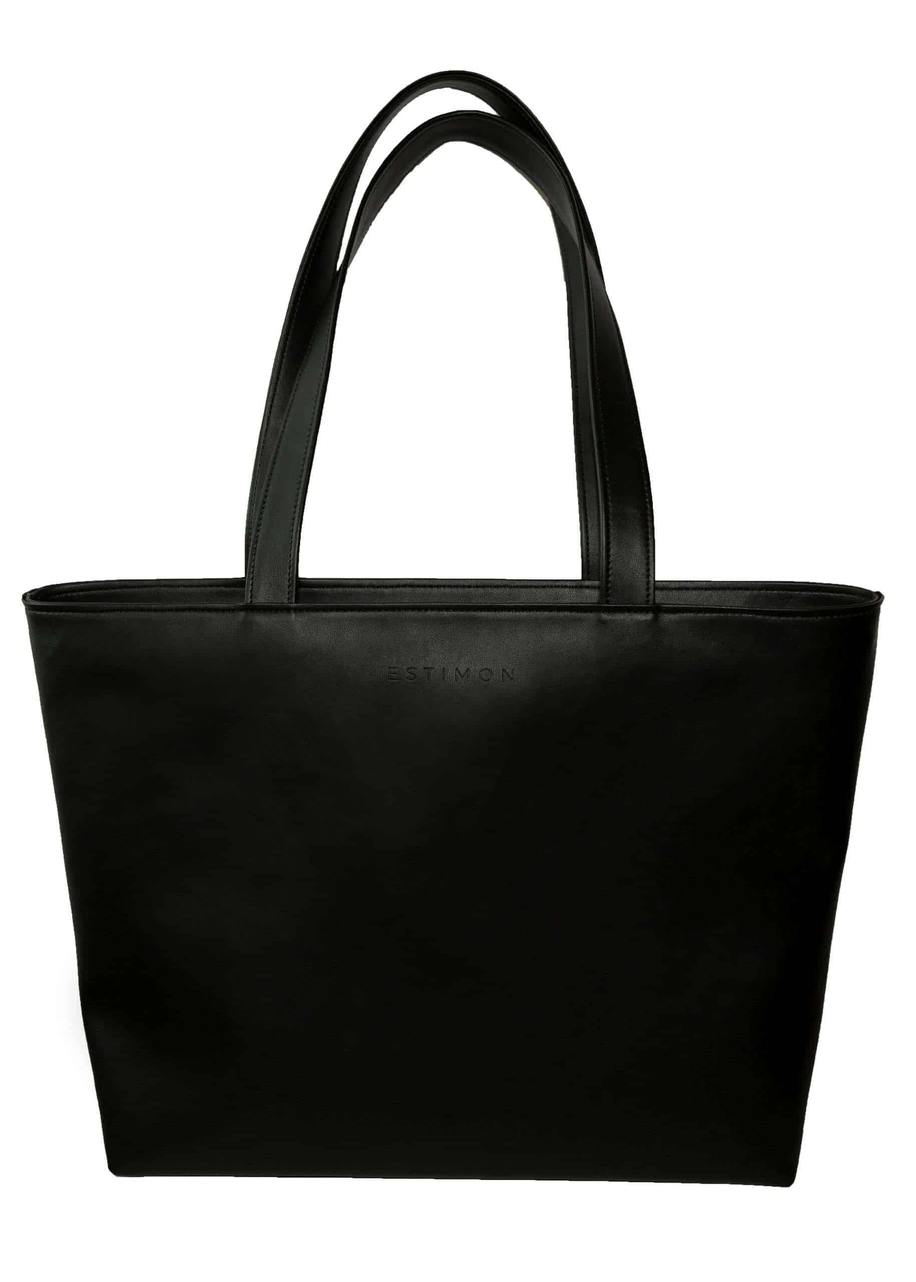 wegańska, czarna torebka w stylu shopper ze skóry z kukurydzy. vegan corn leather shopper bag in black colour.